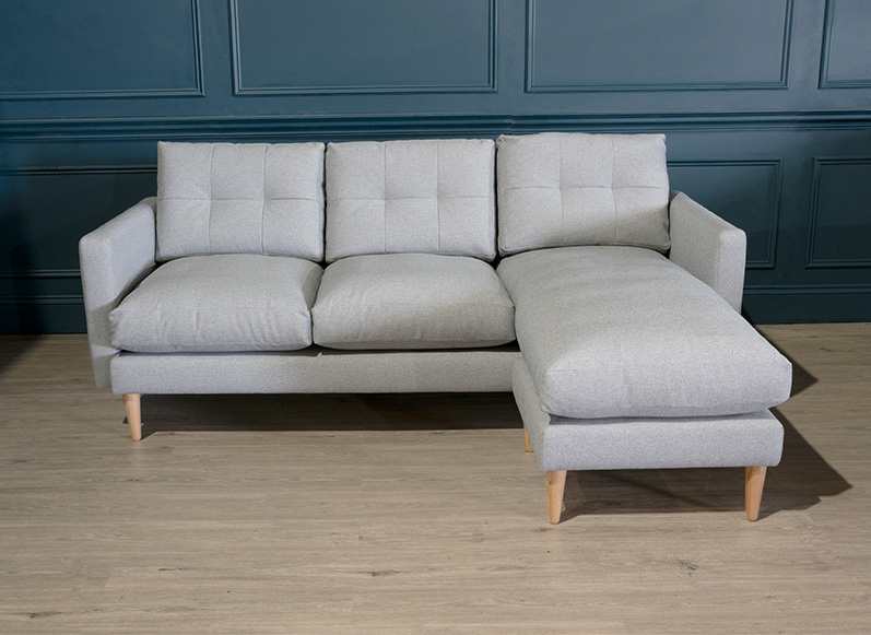 2 Leith Chaise RHF in Two Tone Plain Grey Front